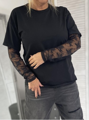 BLUZKA ITALY KORONKA BLACK