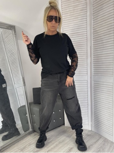 BLUZKA ITALY KORONKA BLACK
