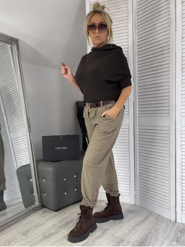 SPODNIE JODEŁKA &PASEK BEIGE