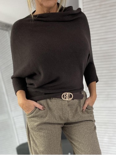 SWETER ITALY ASYMETRIC CZEKOLADA