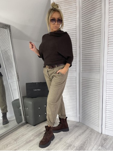 SWETER ITALY ASYMETRIC CZEKOLADA