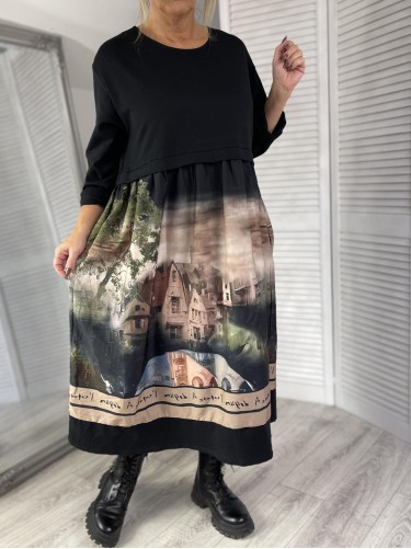 SUKIENKA ITALY ARTISTIC BLACK