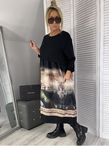 SUKIENKA ITALY ARTISTIC BLACK