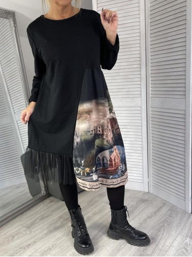 SUKIENKA ITALY TIUL BLACK