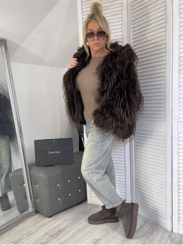 FUTRO STRUŚ KAPTUR BRONZE