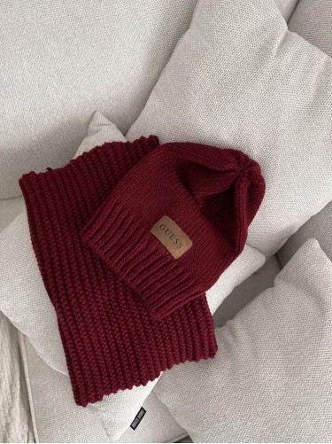 KOMPLET CZAPKA & KOMIN BORDO