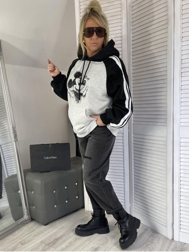 BLUZA CIEPŁA MICKEY JASNY SZARY