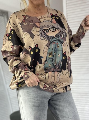 SWETER OVERSIZE CAT BEIGE