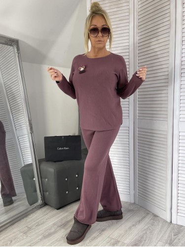 KOMPLET DRES ITALY DZIANINA JAGODA