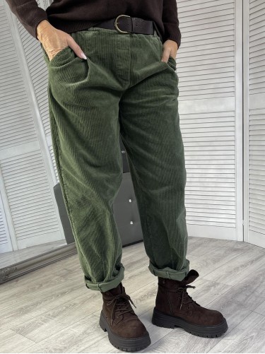 SPODNIE NEST&PASEK SZTRUKS GREEN