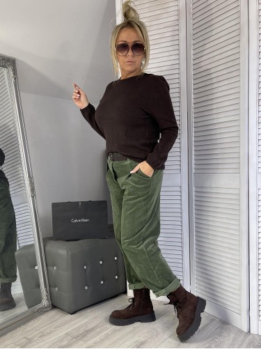 SPODNIE NEST&PASEK SZTRUKS GREEN