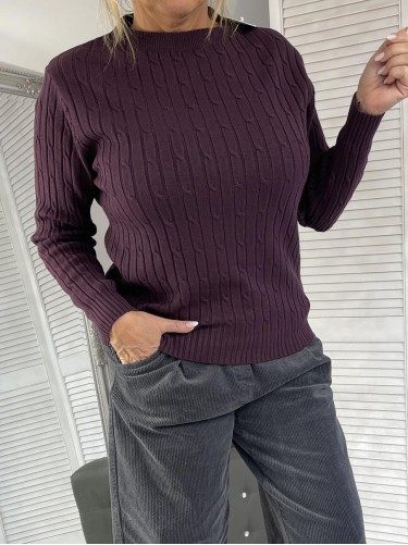 SWETER CIENKI WARKOCZ ŚLIWKA