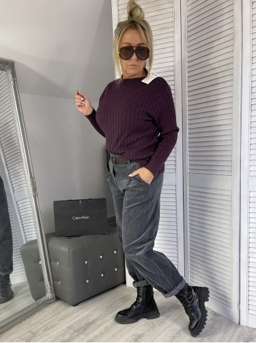 SWETER CIENKI WARKOCZ ŚLIWKA