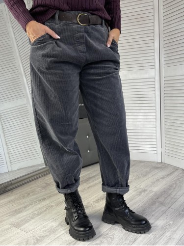 SPODNIE NEST&PASEK SZTRUKS GRAFIT