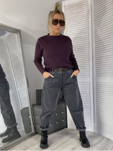 SPODNIE NEST&PASEK SZTRUKS GRAFIT