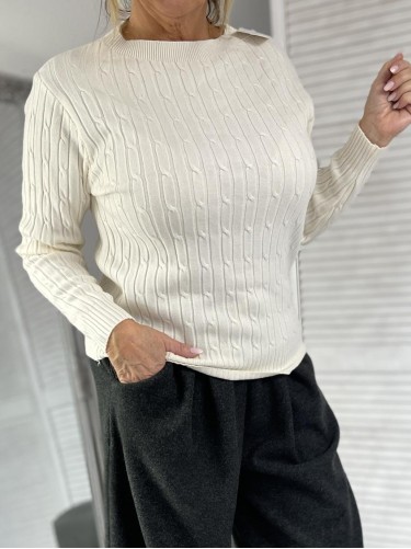 SWETER CIENKI WARKOCZ EKRU