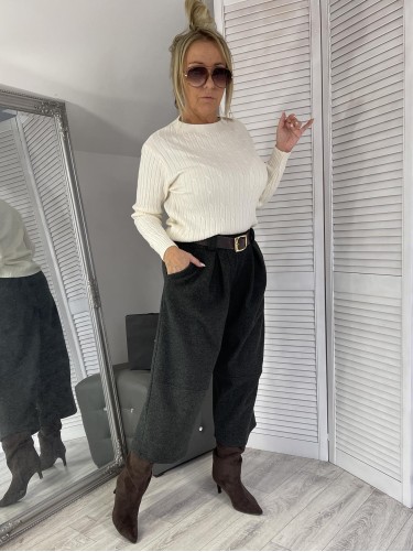 SWETER CIENKI WARKOCZ EKRU