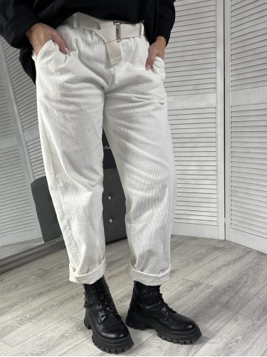 SPODNIE LIVANS SZTRUKS ŚMIETANA