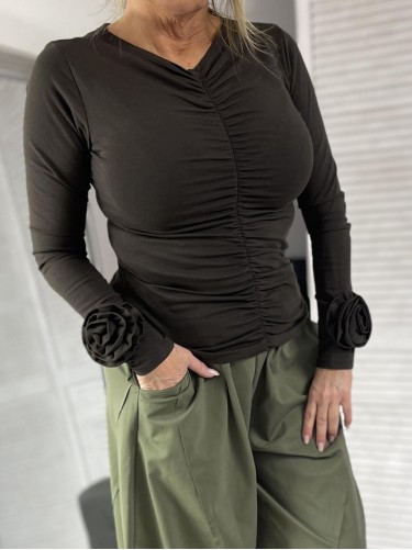 BLUZKA ITALY MARSZCZENIE BRONZE