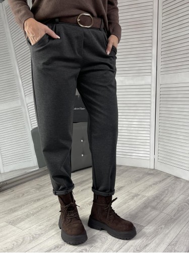 SPODNIE ITALY GRAFIT & PASEK