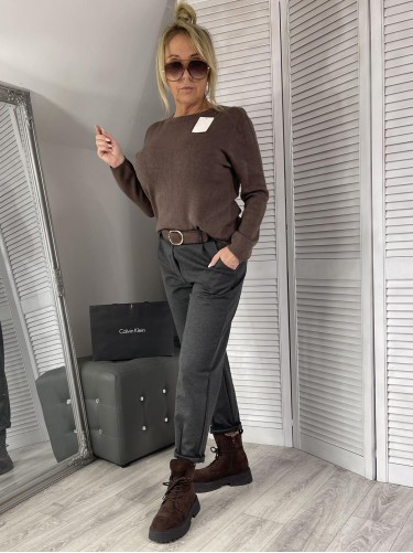 SPODNIE ITALY GRAFIT & PASEK