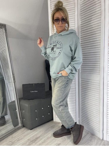 BLUZA OVERSIZE MIKI KAPTUR BLUE