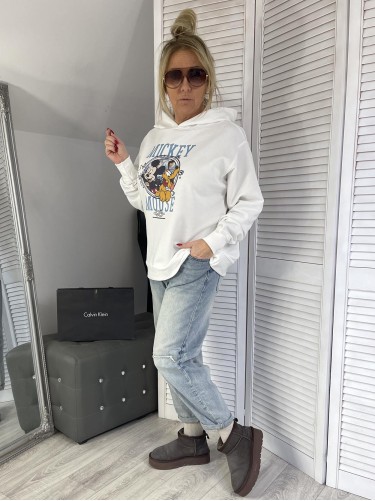 BLUZA MICKEY MOUSE KAPTUR WHITE