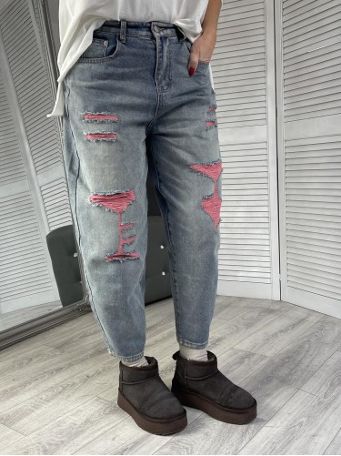 SPODNIE JEANS BALLON PINK BLUE