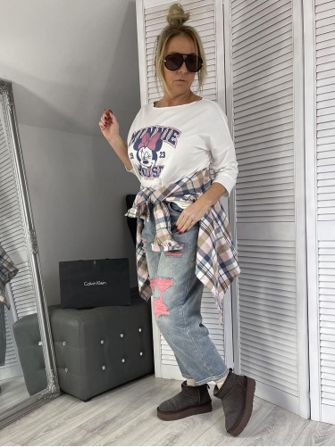 SPODNIE JEANS BALLON PINK BLUE