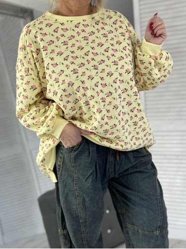 BLUZA AZARA RÓŻYCZKI YELLOW+SIZE