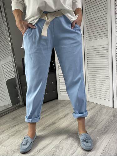 SPODNIE LIVANS&PASEK ITALY BŁĘKIT