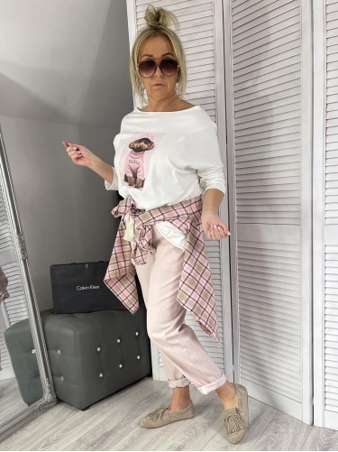 SPODNIE LIVANS&PASEK ITALY PINK