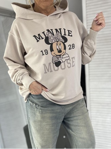 BLUZA OVERSIZE MOUSE KAPTUR BEIGE