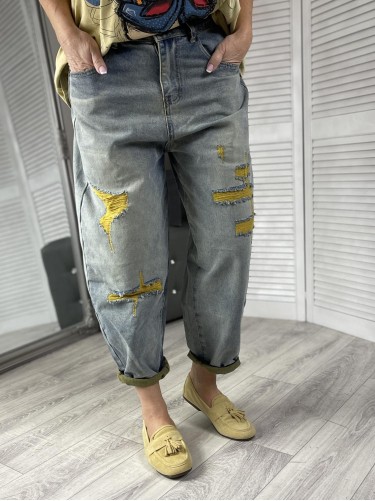 SPODNIE JEANS BALLON YELLOW BLUE