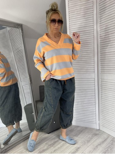 BLUZKA MUMU PASY ORANGE&BLUE