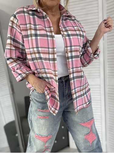 KOSZULA ITALY KRATA PINK&GREY