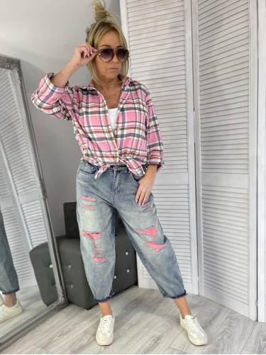 KOSZULA ITALY KRATA PINK&GREY