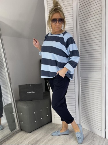 BLUZKA MUMU PASKI BŁĘKIT