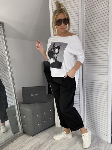 BLUZKA DEKATYZ STYLE CAT WHITE