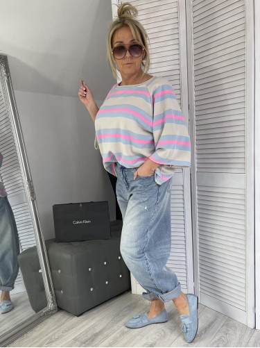 BLUZKA PASKI MUMU BLUE&GREY