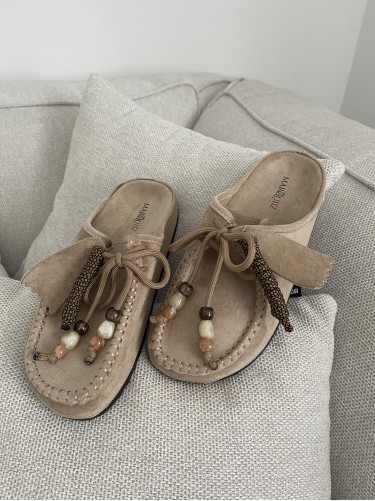 MULE KLAPKI,CHODAKI EKO-ZAMSZ BEIGE