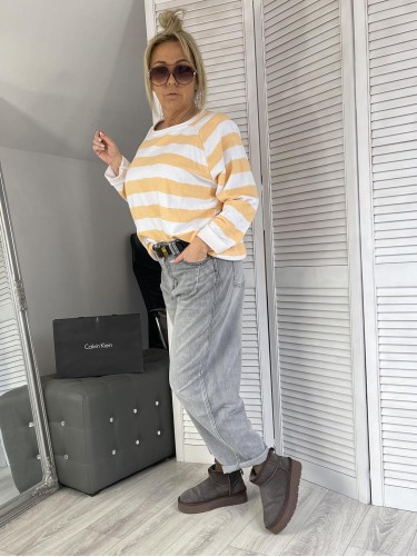 SPODNIE JEANS BANANA GREY