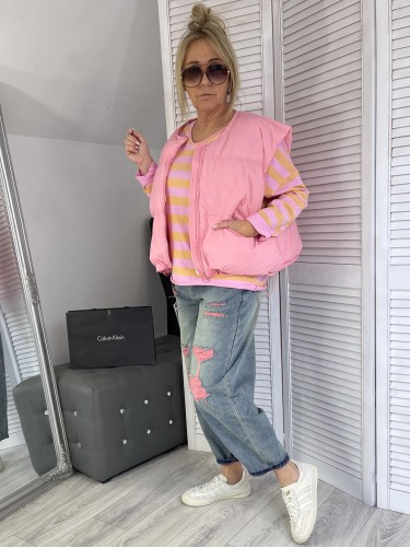 BLUZKA MICHELLE PASKI ORANGE&PINK