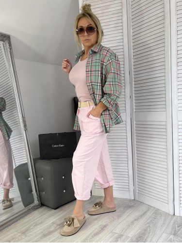 SPODNIE BALOON SZTRUKS BABY PINK