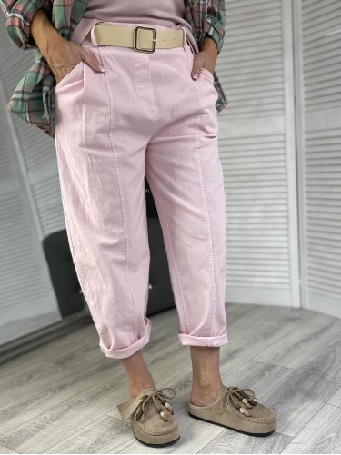 SPODNIE BALOON SZTRUKS BABY PINK