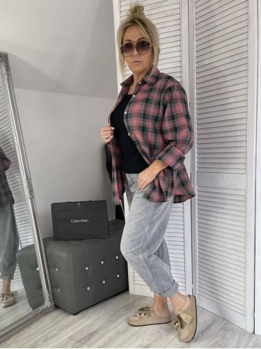 KOSZULA ITALY KRATA GRAFIT&PINK