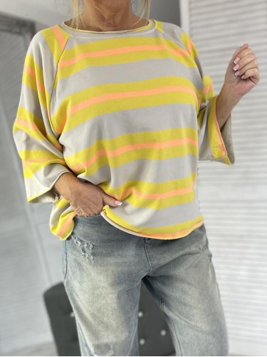 BLUZKA PASKI MUMU GREY&ORANGE