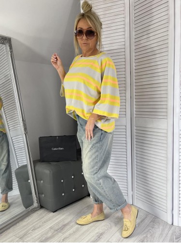 BLUZKA PASKI MUMU GREY&ORANGE