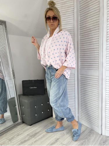 BLUZKA ITALY MUJEA GROSZKI PINK +SIZE