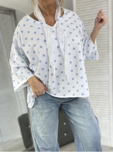 BLUZKA ITALY MUJEA GROSZKI WHITE+SIZE